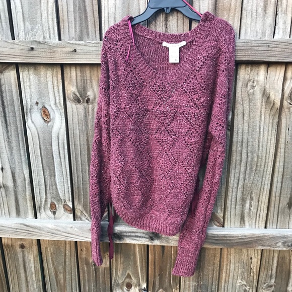 American Rag Lace-Up Diamond-Stitch Sweater - Picture 3 of 5